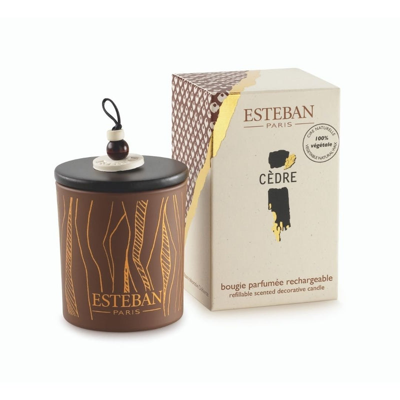 Esteban Scented & Refillable Decorative Candle - Cèdre