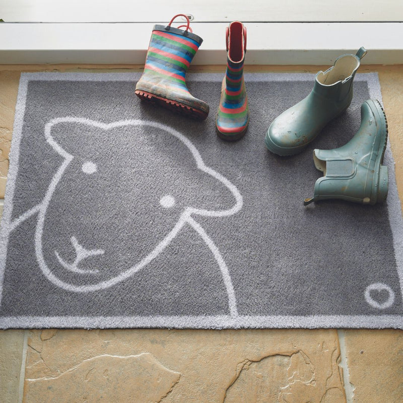 Hug Rug Mat Hello Grey