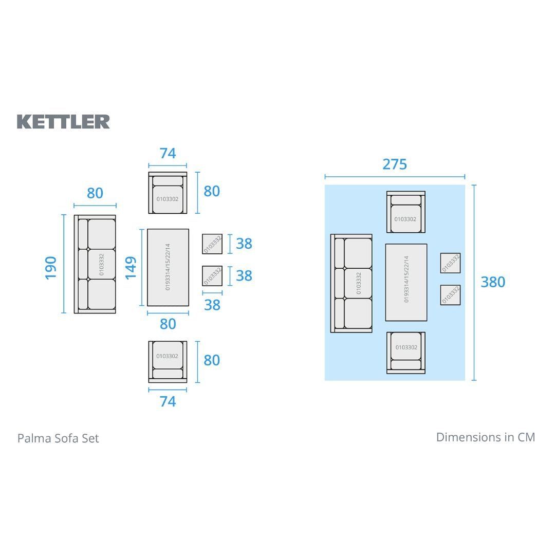 Kettler Palma Sofa Set with Fire Pit Table